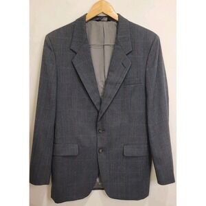Mens Oscar de la Renta Blazer Size 42R Windowpane Sport Coat Gray Check‎